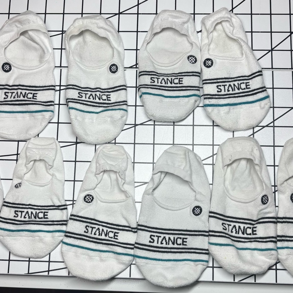 5 pairs of Stance White and Black Striped No Show Socks